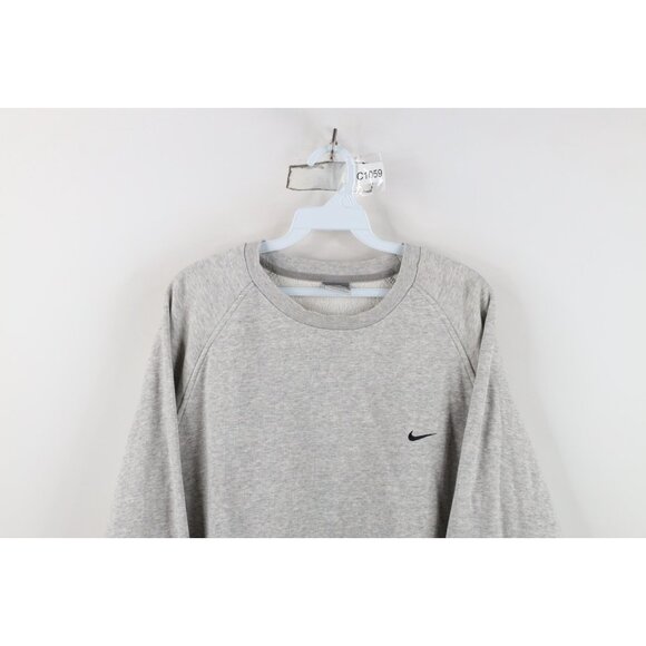 Vtg Y2K Nike Mens XL Travis Scott Mini Swoosh Crewneck Sweatshirt Heather Gray - Picture 2 of 13
